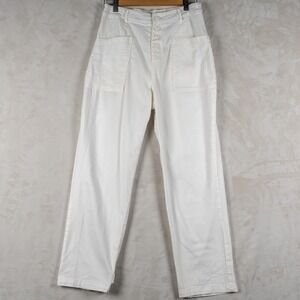 Skies Are Blue Straight Leg Pants Button Fly Womens White Size M